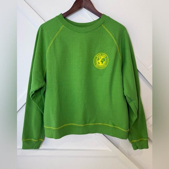 NWOT Made Some Souvenirs Logo Tourist Fleece Sweatshirt Green Size Small - Picture 2 of 9